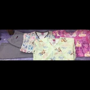 Medical scrubs Disney characters size xs